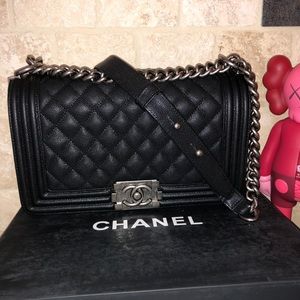 Chanel Quilted Caviar Medium Boy Flap Back
